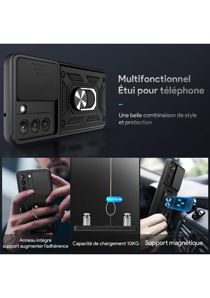 Casestreet Samsung Galaxy S21 Fe Kılıf Sert Silikon Tank Aramid Sürgülü Vega Yüzüklü Siyah fiyatları