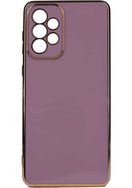 Casestreet Samsung Galaxy A73 Kılıf Bark Parlak Silikon Renkli Kenarları Rose Mor