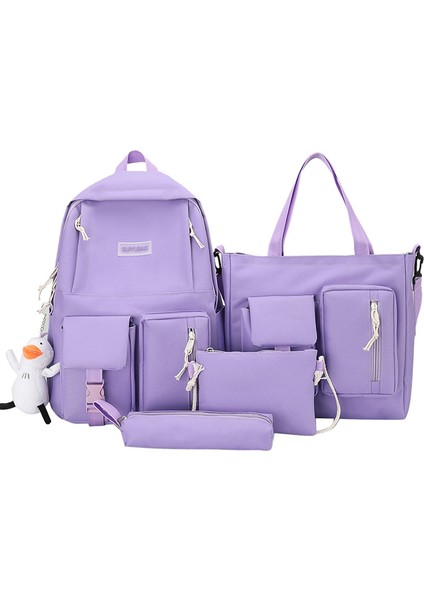 Shopfocus 4 Parça Tuval Sırt Çantası - Mor (Yurt Dışından)