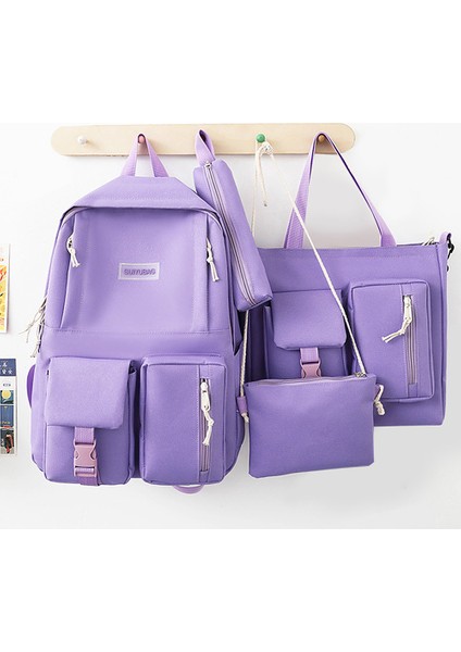 Shopfocus 4 Parça Tuval Sırt Çantası - Mor (Yurt Dışından) modelleri