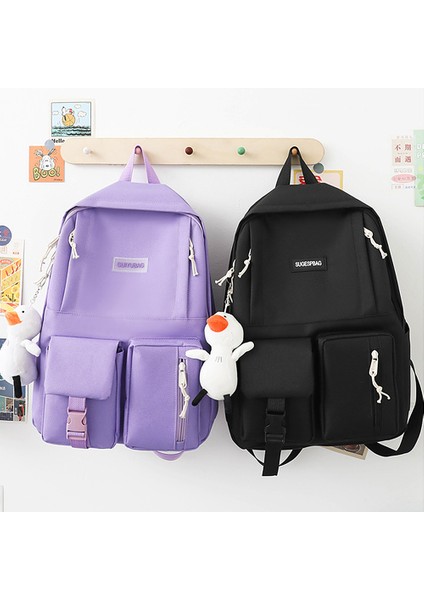 Shopfocus 4 Parça Tuval Sırt Çantası - Mor (Yurt Dışından) fırsatları