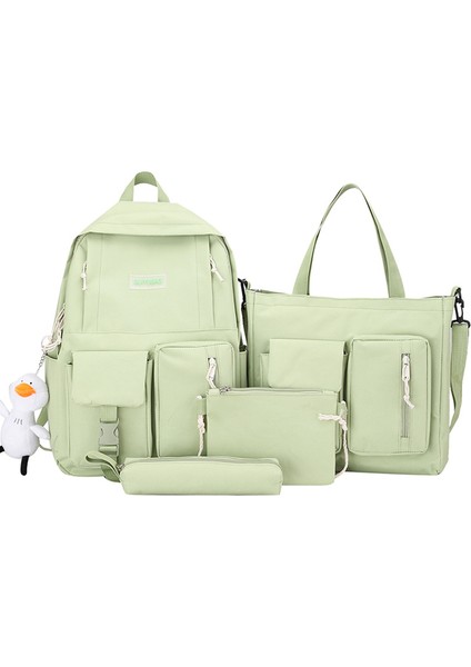 Shopfocus 4 Parça Tuval Sırt Çantası - Yeşil (Yurt Dışından)