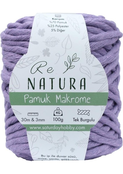 3 mm Pamuk Makrome Lila 100G