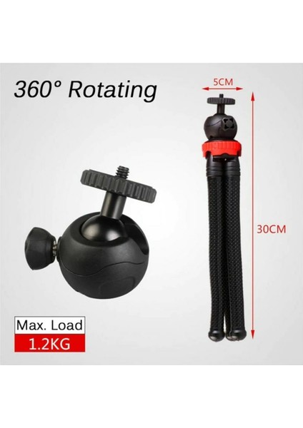 Esnek Flexible Tripod Kamera Profesyonel Telefon Tutucu 360 Derece 30 cm