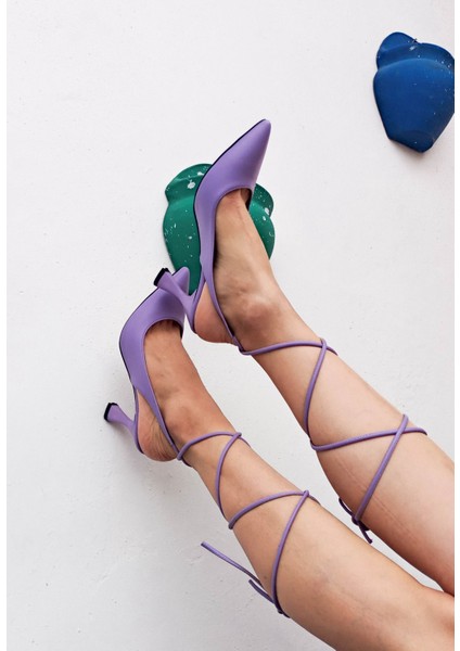 Lila Renk Bilekten Bağlamalı Kadın Stiletto
