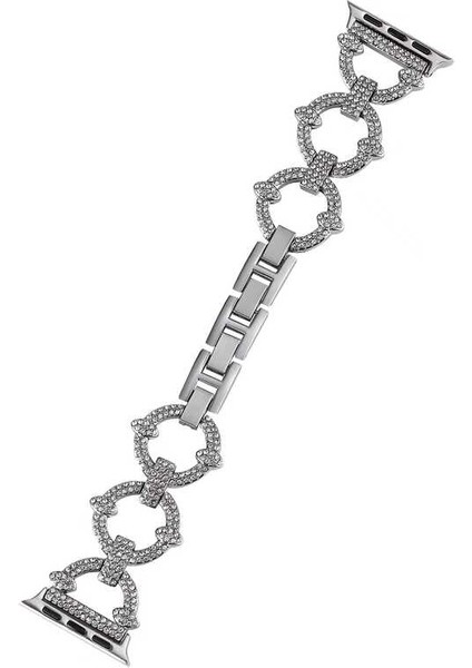 Apple Watch Seri 7/6/SE/5/4 Taşlı Metal Kordon 42mm 44mm 45mm KRD-57 Siyah fırsatları