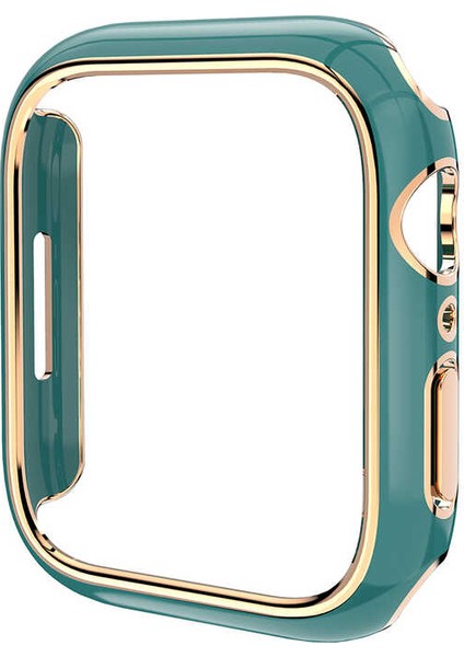 Apple Watch 7 41mm Renkli Altın Kenar Sert PC Kasa Koruyucu Gard 06 Yeşil