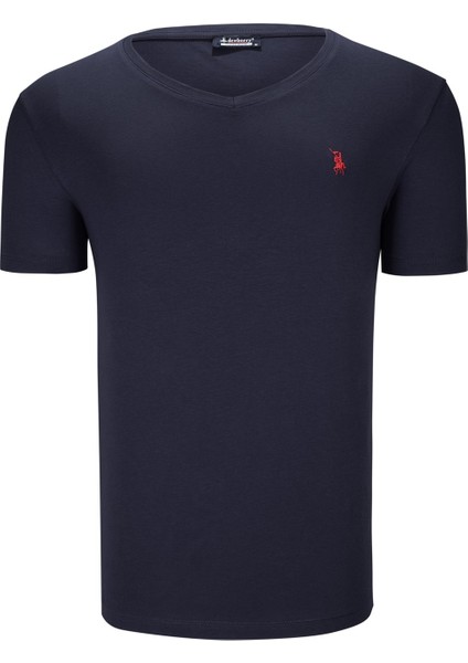 Üçlü Set T8568 V Yaka Erkek T-Shirt Koyu Lacivert Kar Beyaz Açık Yeşil fiyatları