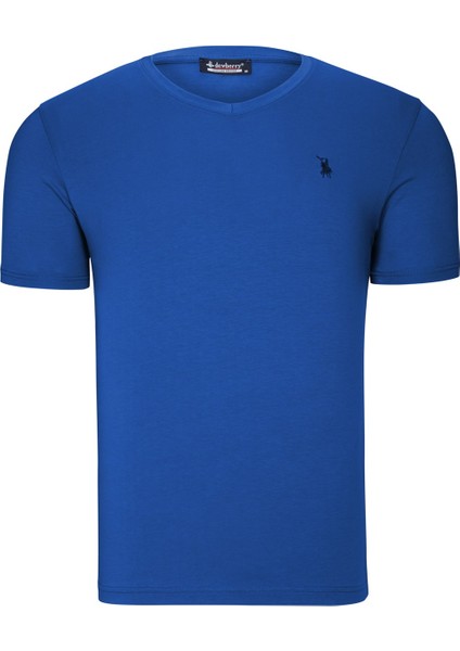 Üçlü Set T8568 V Yaka Erkek T-Shirt Koyu Lacivert Kar Beyaz Açık Yeşil modelleri