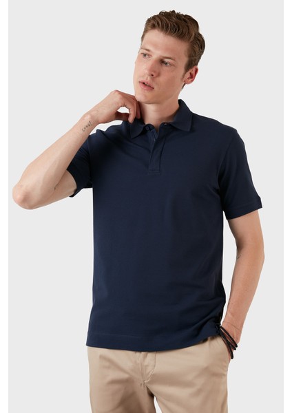 Pamuklu Regular Fit Düğme ve Fermuarlı Polo T Shirt Erkek Polo EX601 indirimleri