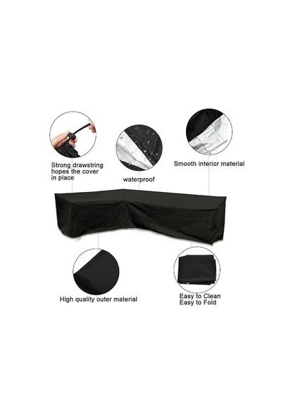 Ağır Hizmet Tipi Açık Kanepe Kapak, Su Geçirmez 600d Teras Kanepe Kapak, Bahçe Veranda Mobilya Kapak L Şekli (300 * 300 * 98 Cm) (Yurt Dışından)