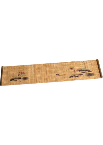 Dikdörtgen Bambu Çay Mat Isı Yalıtımlı Çay Perde Ev Masa Dekor - Lotus # 1 (Yurt Dışından)