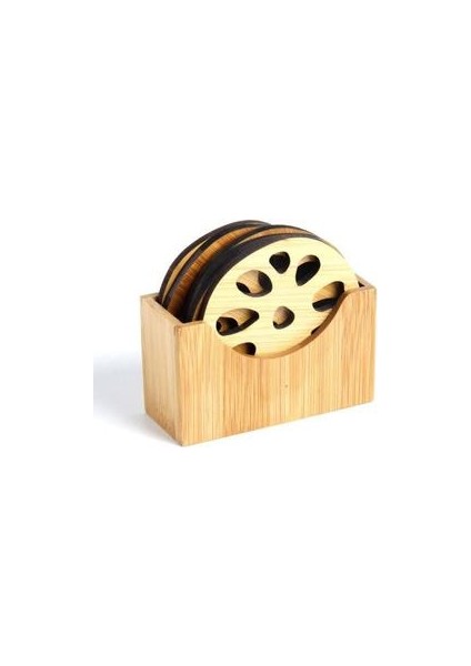 Doğal Bambu Lotus Şekli Demlik Set Yaratıcı Daire Yalıtım Çay Fincanı Mat Kahve Fincanı Ev Dekorasyon (Lotus Kökü) (Yurt Dışından)