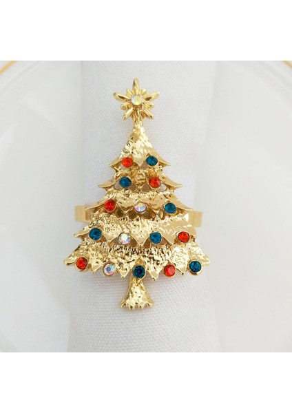 Sunnimix Alaşım Peçete Tutucu Düğün Partisi Yemek Masası Dekor Noel Ağacı Altın. (Yurt Dışından)