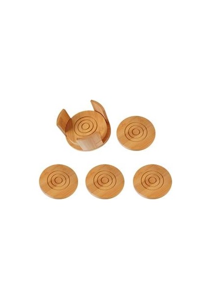 Bambu 6 Paket Set Emici Ve Ahşap İle Tutucu Fincan İçecekler | (Yurt Dışından)