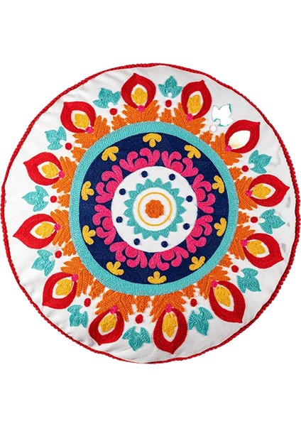 Yuvarlak Yastıklar Kasa Mandala Geometrik Meditasyon Zemin Yastık Kapağı Kırmızı Turuncu Beyaz (Yurt Dışından) fiyatları