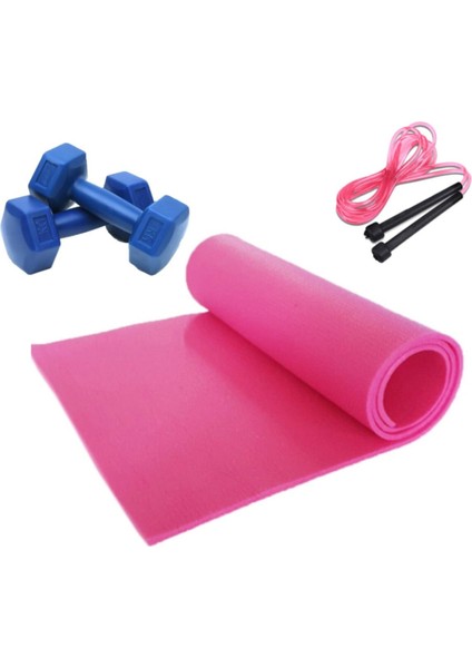 Pilates Seti 1 kg Dambıl Pilates Minderi Atlama Ipi Set