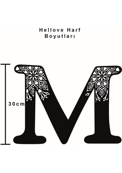 Çiçekli Büyük Dekoratif Harf 30 cm Siyah Duvar Süsü Hediye Isim Baş Harfi fiyatları