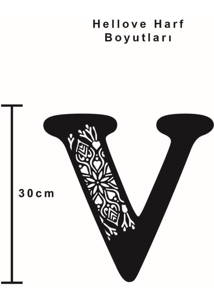 Çiçekli Büyük Dekoratif Harf 30 cm Siyah Duvar Süsü Hediye Isim Baş Harfi fiyatları