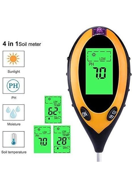 Hıye T-401 4in1 Ph Işık Sıcaklığı Nem Toprak Ph Ölçer