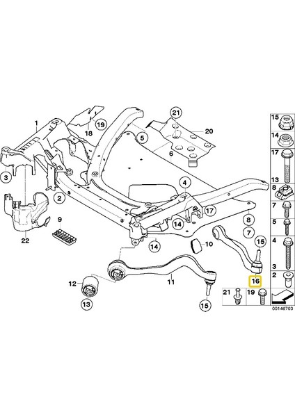 Bmw Uyumlu E60 Frow Ön Rotilli Kol Sol Alt 31126760181