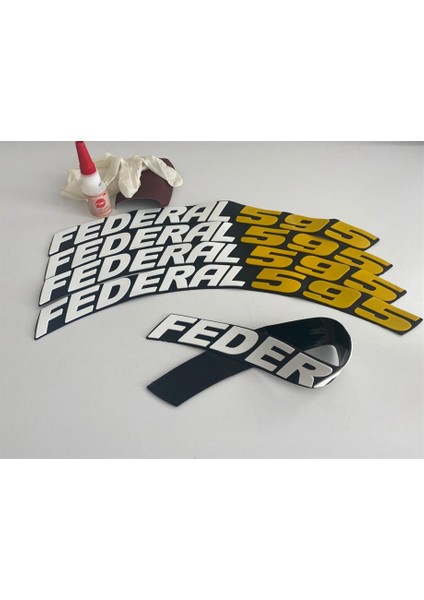 Federal 595 Sarı Kalıcı Lastik Yazısı Federal 595 Sticker 8 Kit Büyük Boy
