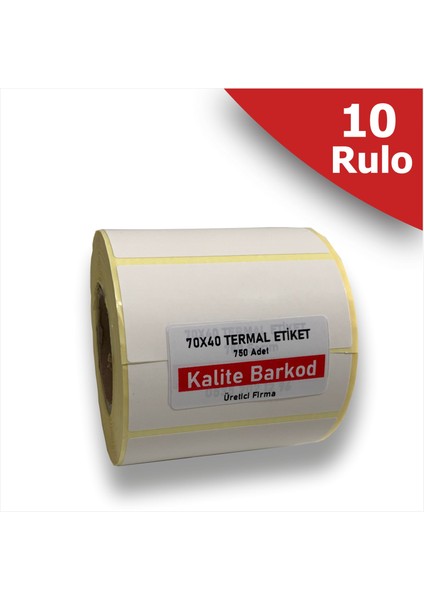 70X40 Termal Etiket| 10 Rulo Barkod Etiketi