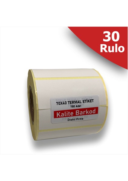 70X40 Termal Etiket | 30 Rulo Barkod Etiketi