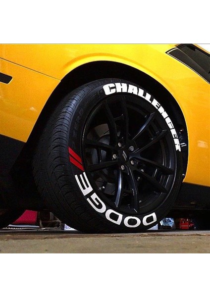 Dodge Challenger Beyaz Kalıcı Lastik Yazısı Dodge Challenger Sticker 4 Kit fiyatları