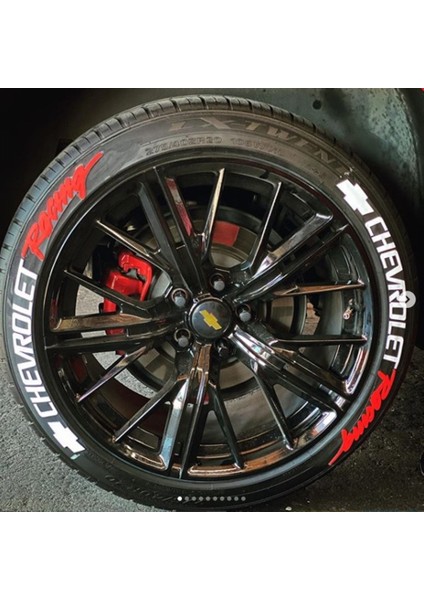 Chevrolet Racing Kırmızı Kalıcı Lastik Yazısı Chevrolet Racing Sticker 8 Kit Büyük Boy