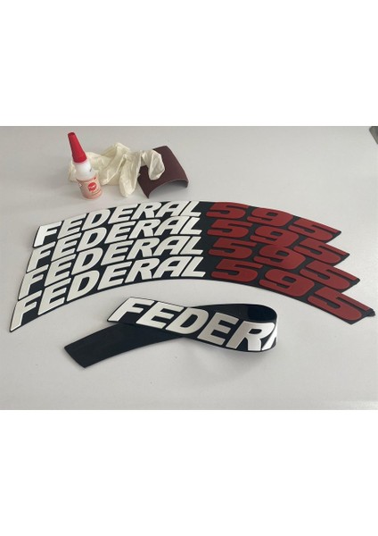 Federal 595 Kırmızı Beyaz Kalıcı Lastik Yazısı Federal 595 Sticker 8 Kit