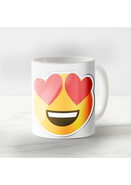 Sevgiliye Özel Kalpli Emoji Harika Tasarım Kupa