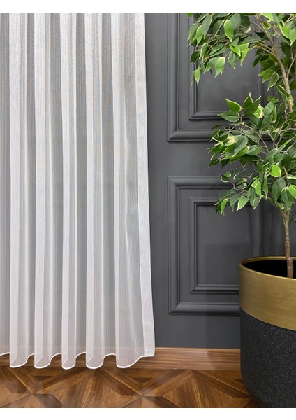 Ince Çizgili Kullanıma Hazır 1/2,5 Normal Pile Tül Perde Tek Kanat - Ekru 100 x 250 cm modelleri