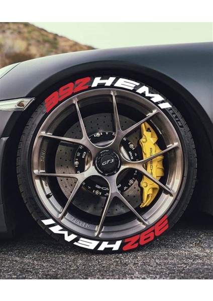 Auto 392 Hemi Kırmızı Kalıcı Lastik Yazısı 392 Hemi Sticker 8 Kit