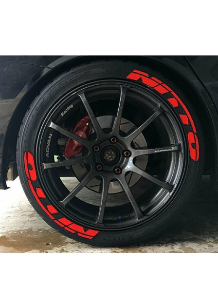 Auto Nitto Kırmızı Kalıcı Lastik Yazısı Nitto Sticker 8 Kit