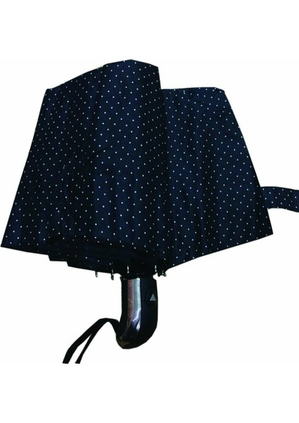 Eleven Market Rüzgârda Kırılmayan Yarı Otomatik 10 Telli Lüx Bayan Şemsiyesi Lacivert Puantiyeli fiyatları