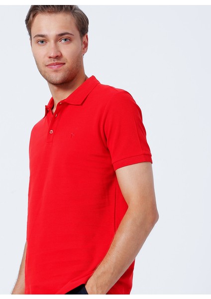 Polo Yaka Düz Kırmızı Erkek Polo T-Shirt Nobro K Cepsız