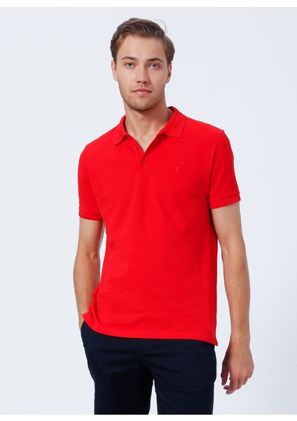 Polo Yaka Düz Kırmızı Erkek Polo T-Shirt Nobro K Cepsız modelleri