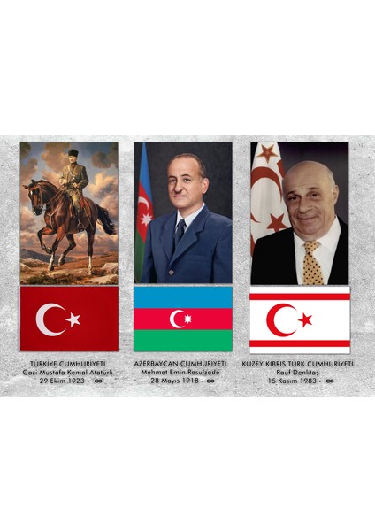 3 Türk Devleti Panosu (25X35 cm )