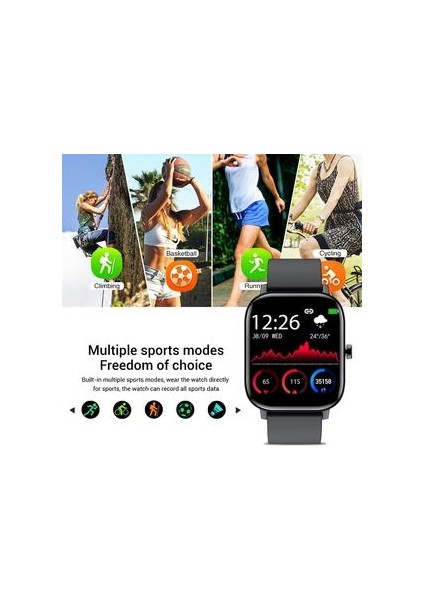 Bileklik Spor Saati Kalp Hızı Monitörü Uyku Monitör Bluetooth Telefon Için Bluetooth Çağrı 1.5 Inç Akıllı Saat (Yurt Dışından)