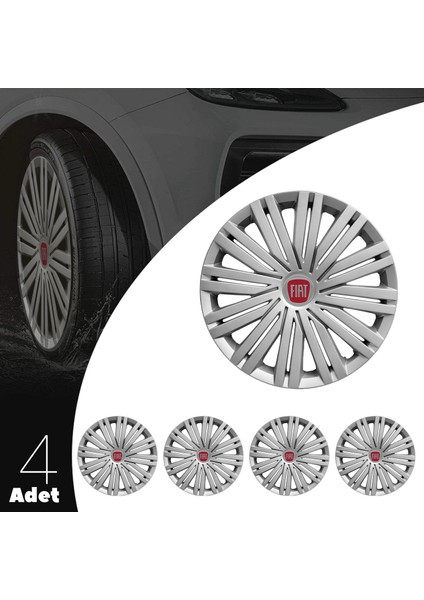 Fiat Albea 14 Inç Jant Kapağı Amblemli Gri 4 Adet 1 Takım 125
