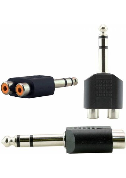 Mavi Ay Bilişim 6.3 mm Stereo Erkek 2 Rca Dişi Çevirici Adaptör