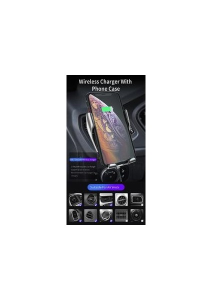 Qi Kablosuz Araç Şarj Oto Sıkma Telefon Tutucu iPhone x / 8 / 8p / Xr / Xs Için Telefon Tutucular ve duruş (Yurt Dışından)