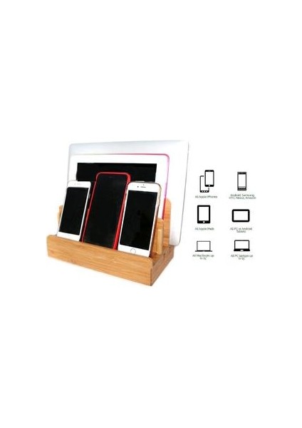 Çok Fonksiyonlu Doğal Bambu Ahşap Şarj Istasyonu Şarj Dock Cradle Standı Tutucu Saklama Kutusu iPhone 5 6 S 7 Artı iPad Mac Için Telefon Tutucu ve duruş (Yurt Dışından)