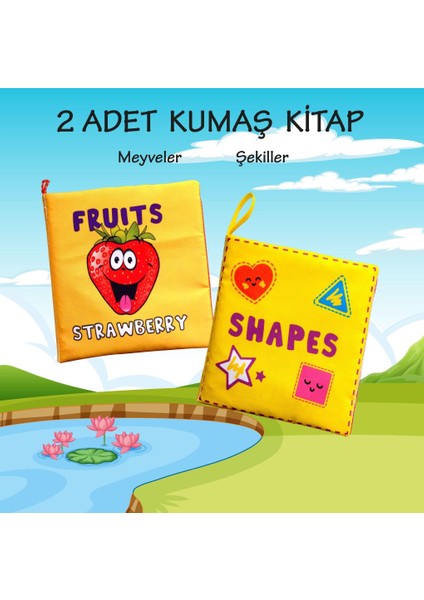 2 Kitap Tox Ingilizce Meyveler ve Şekiller Kumaş Sessiz Kitap E126 E131 - Bez Kitap , Eğitici Oyuncak , Yumuşak ve Hışırtılı fiyatları