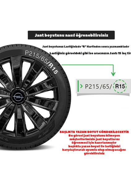 Opel Vectra 16 Inç Jant Kapağı Amblemli Piano Black 4 Adet 1 Takım 213