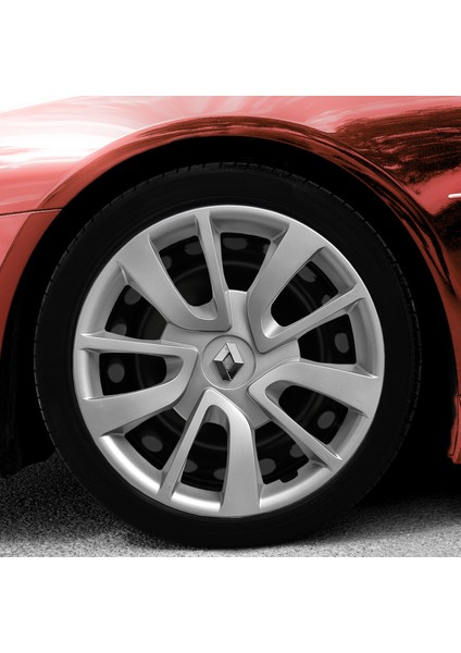 Renault Safrane 15 Inç Jant Kapağı Amblemli Gri 4'lü Set 101