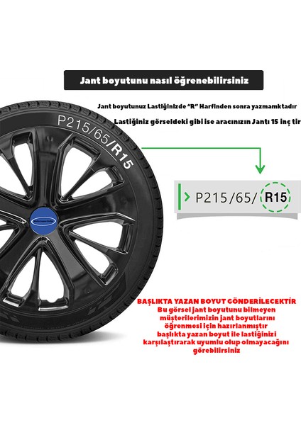 Ford Galaxy 15 Inç Jant Kapağı Amblemli Piano Black 4 Adet 1 Takım 215 fırsatları