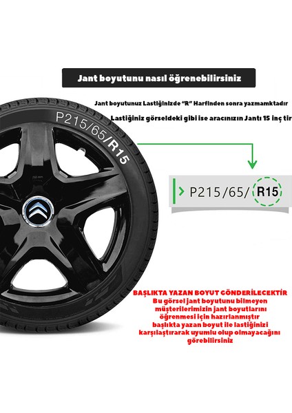 Citroen Evasion 16 Inç Jant Kapağı Amblemli Piano Black 4'lü Takım 203 modelleri