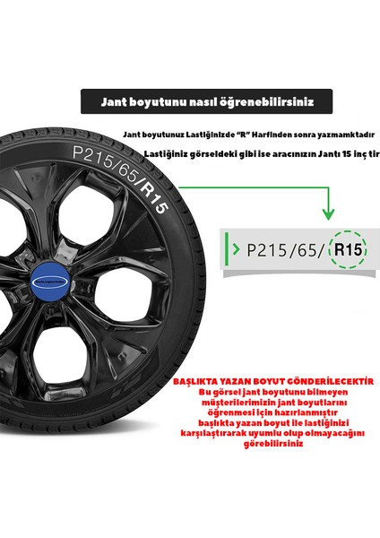 Ford Connect 15 Inç Uyumlu Jant Kapağı Amblemli Piano Black 4 Adet 1 Takım 212